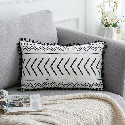 Boho Geometric Throw Pillow Cover with Tassels – view 2