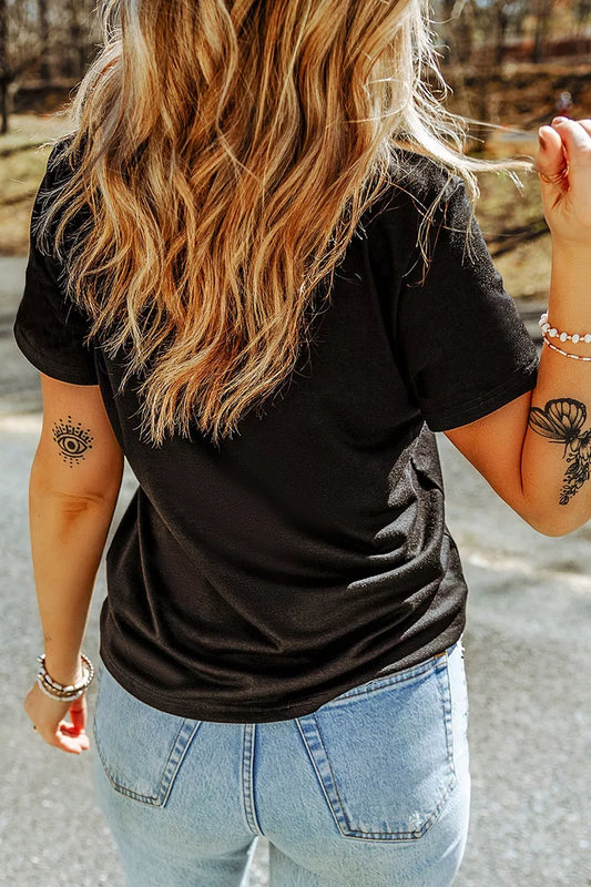 Halloween Ghost T-Shirt — Black Applique — product photo 2 | Organic Truth