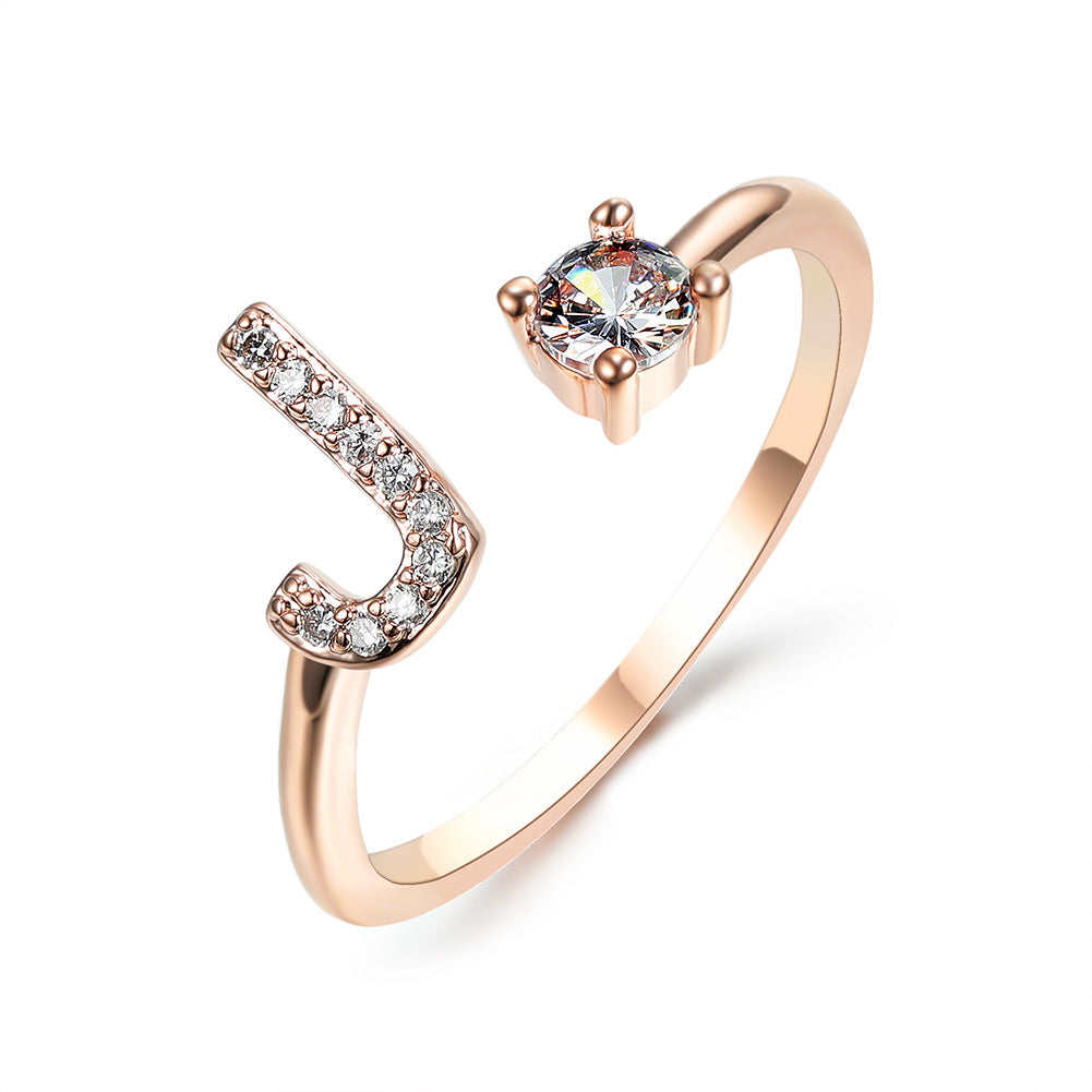 Adjustable initial ring – Rose Gold / J