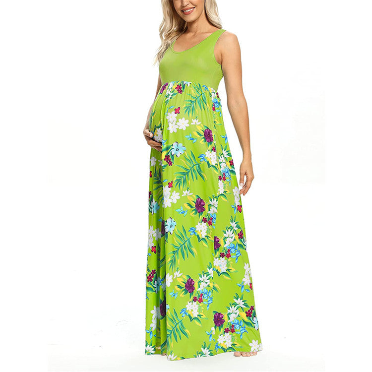 Floral Sleeveless Maternity Maxi Dress – Boho Swing Dress – view 5