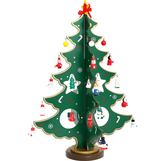 Wooden Tabletop Christmas Tree with Mini Ornaments – view 2