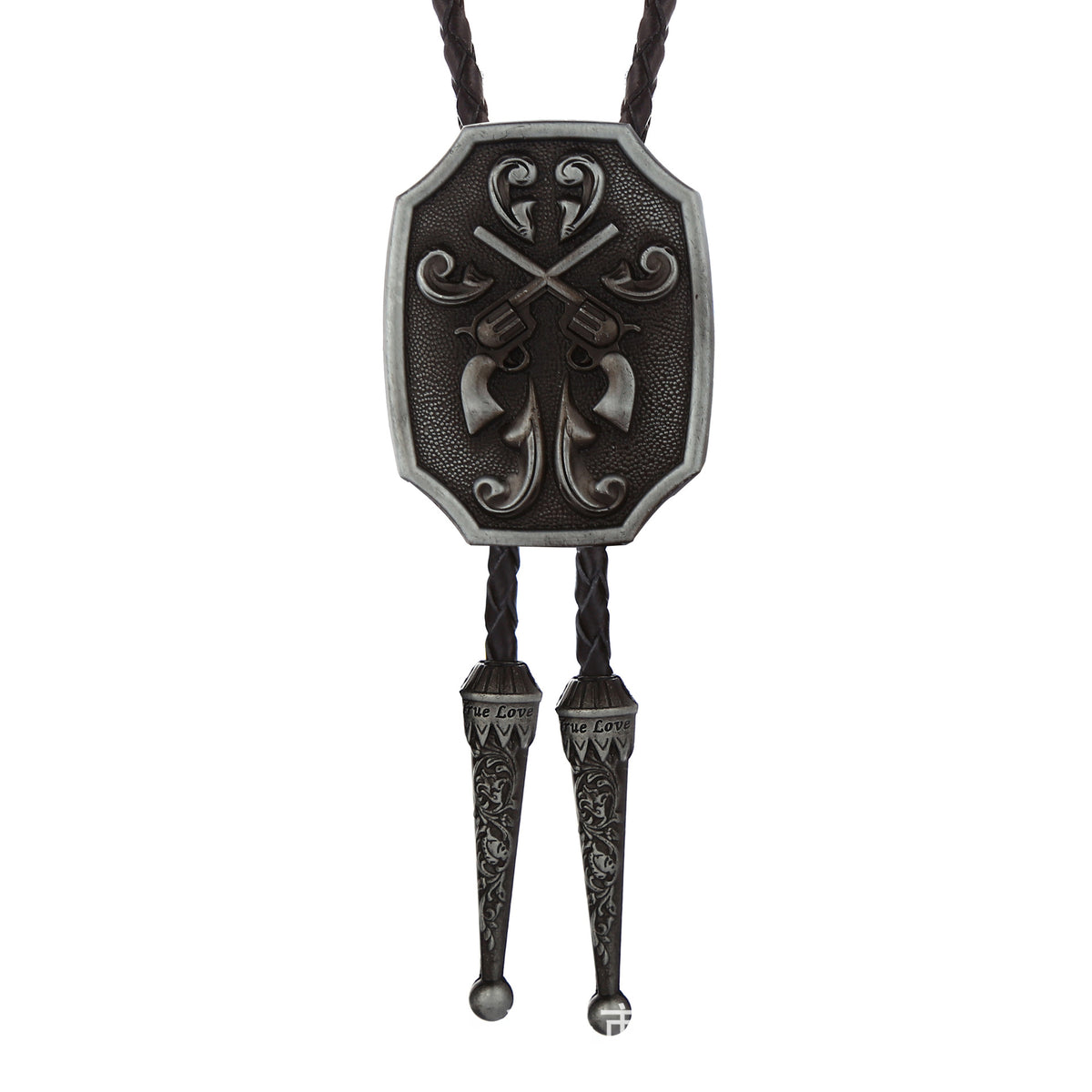 Two-Tone Western Bolo Tie – Scroll Shield Slide – view 5