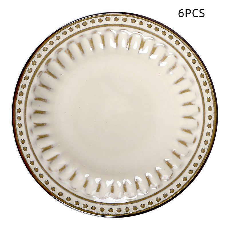 Beaded-Rim Ceramic Dinner Plates – Set of 6 – view 2