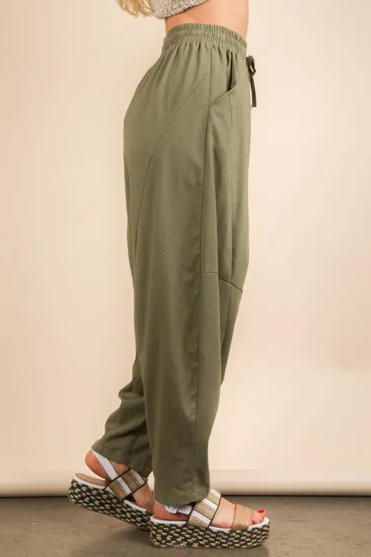 Solid Barrel Woven Pants — view 2