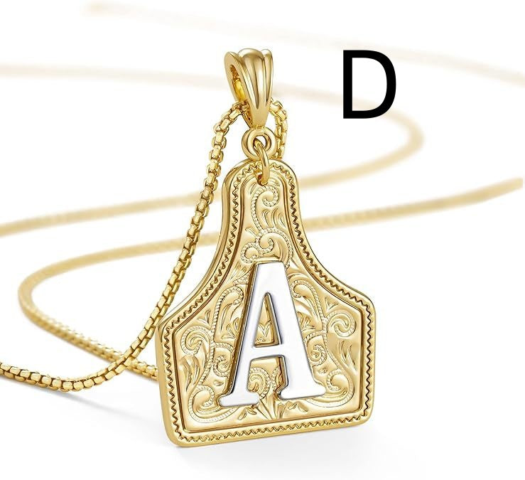 Cattle Tag Initial Necklace – Gold-Tone or Silver-Tone, A–Z – view 8
