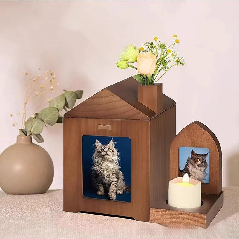 Pet Urn for Ashes – Wood Cabin Box