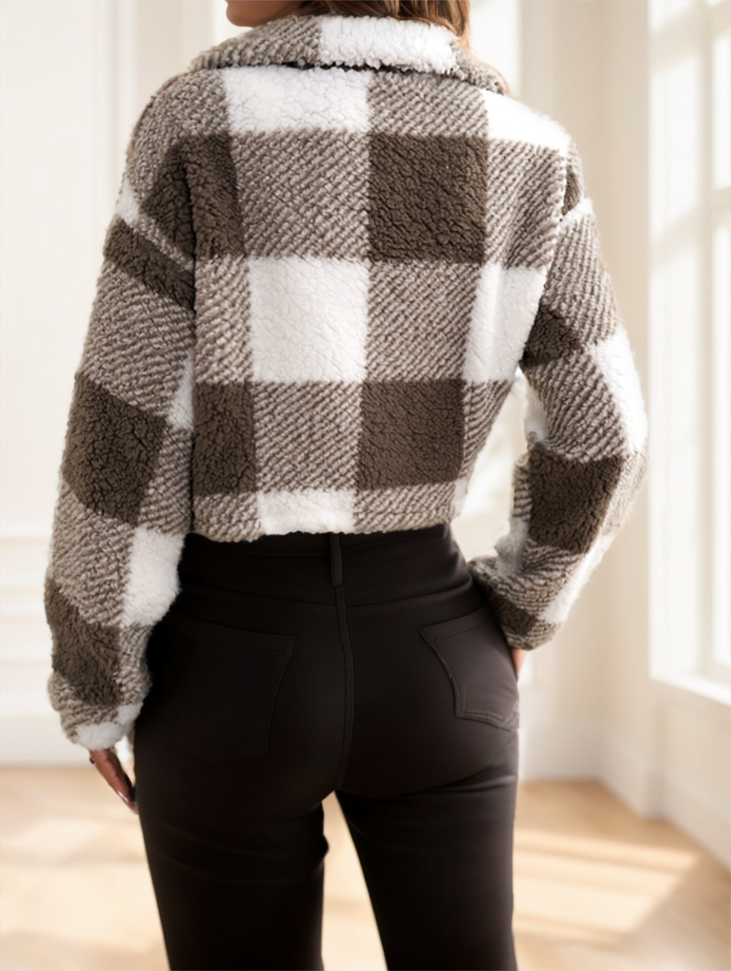Plaid Sherpa Jacket – Women's Teddy Shacket, Up to 3XL – view 4