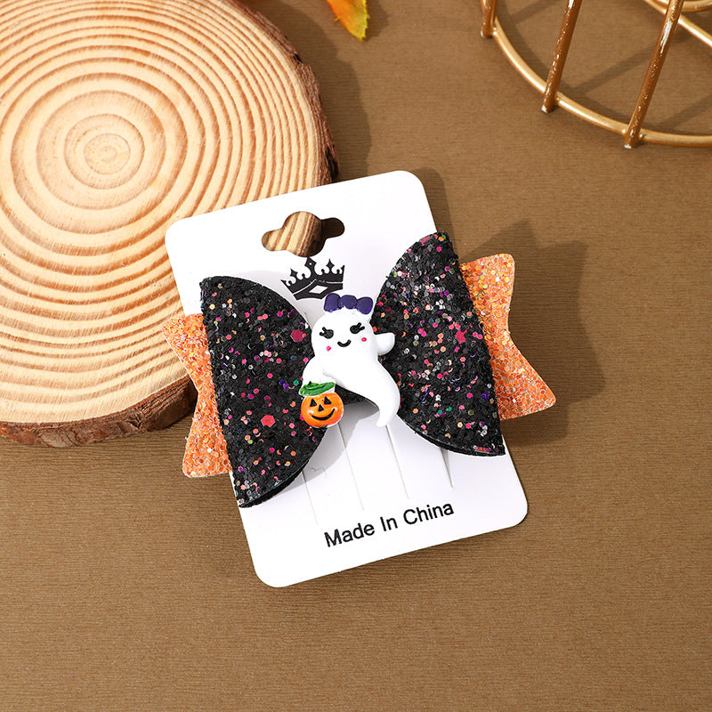 Halloween glitter bow hair clip – detail view 3
