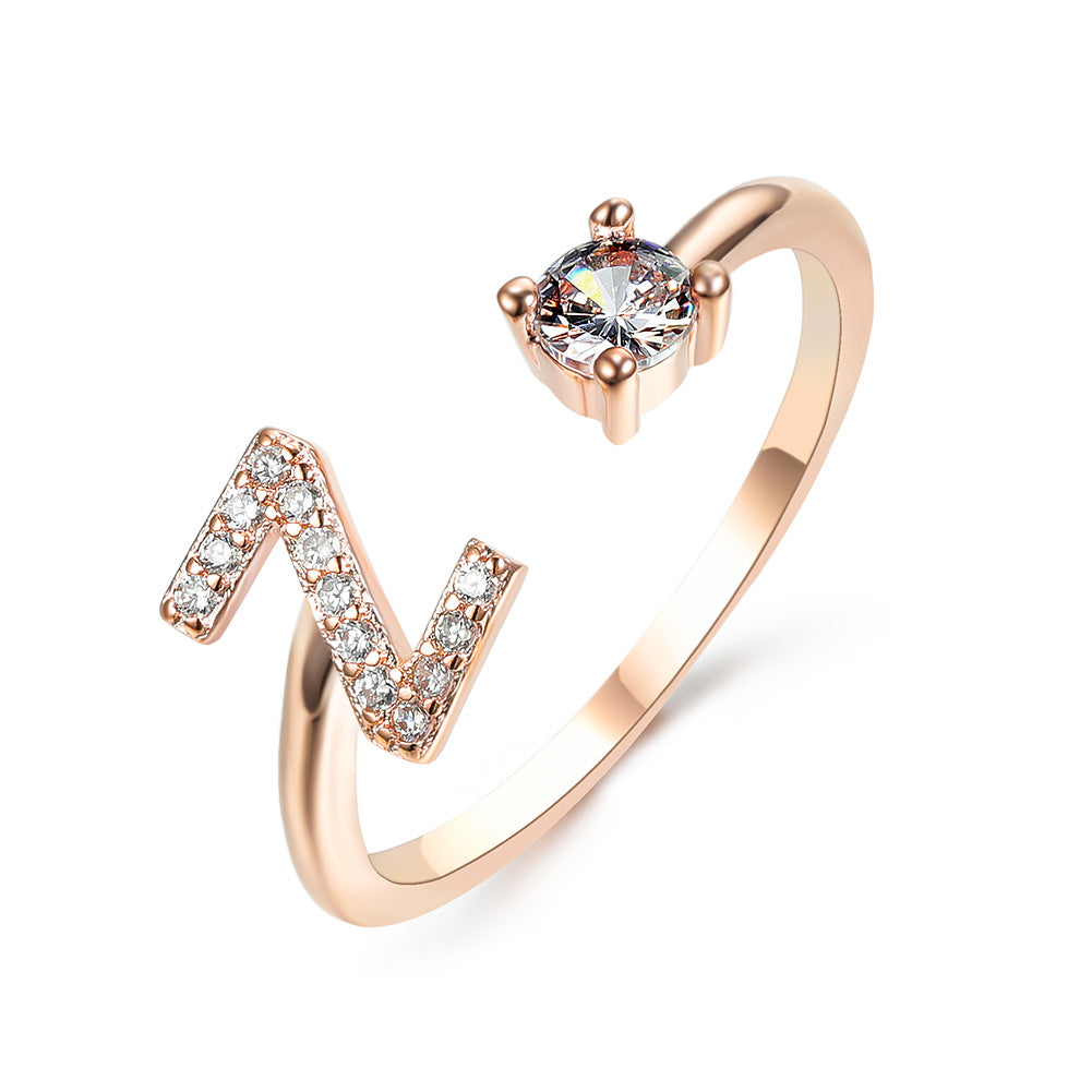 Adjustable initial ring – Rose Gold / Z