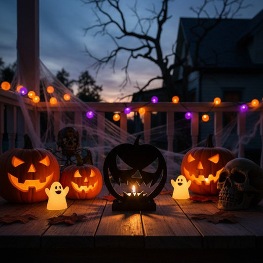 Halloween jack-o'-lantern metal decor – detail view 1
