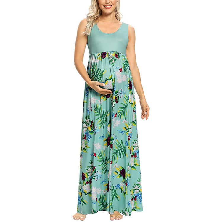 Floral Sleeveless Maternity Maxi Dress – Boho Swing Dress – view 2