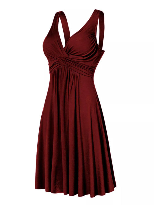 Full Size Twisted Sleeveless Ruched Waist A-Line Dress Plus Size — product photo 2 | Organic Truth