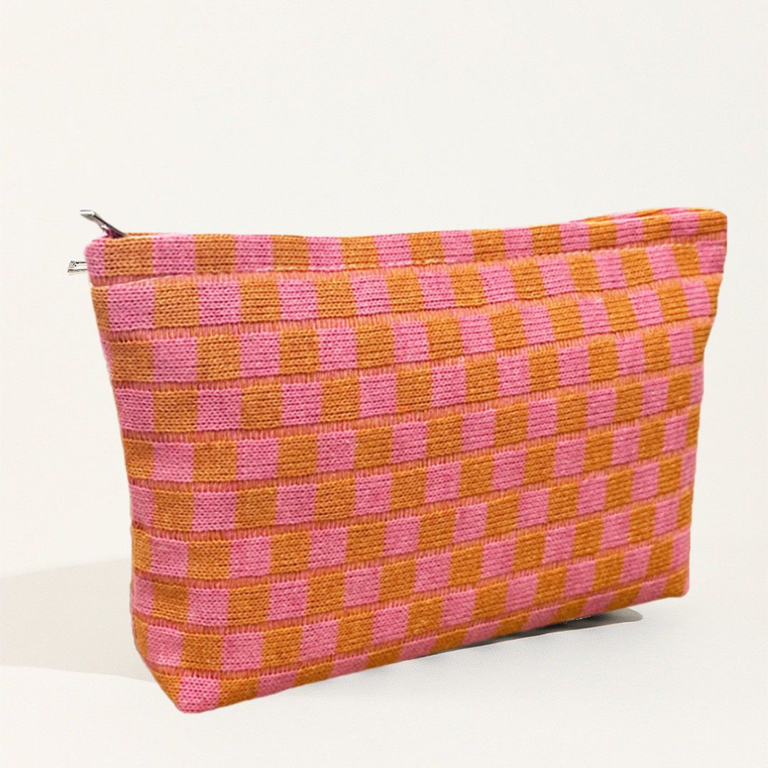 Checkered Knit Makeup Bag – 9 Colors – view 7