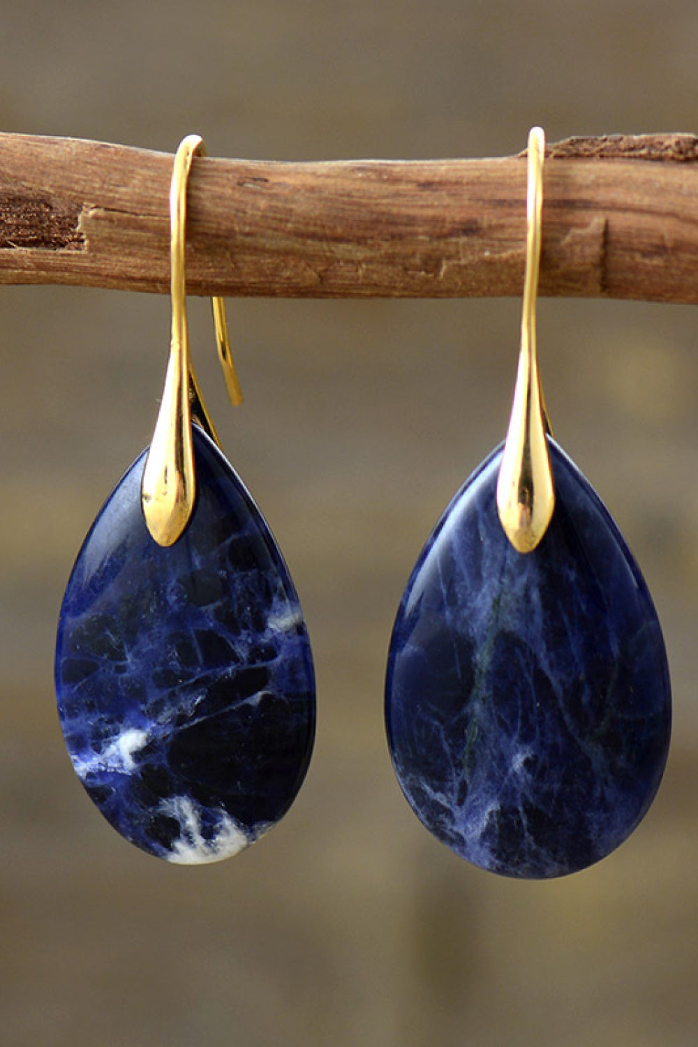 Metal-Trim Teardrop Stone Earrings — product detail | Organic Truth