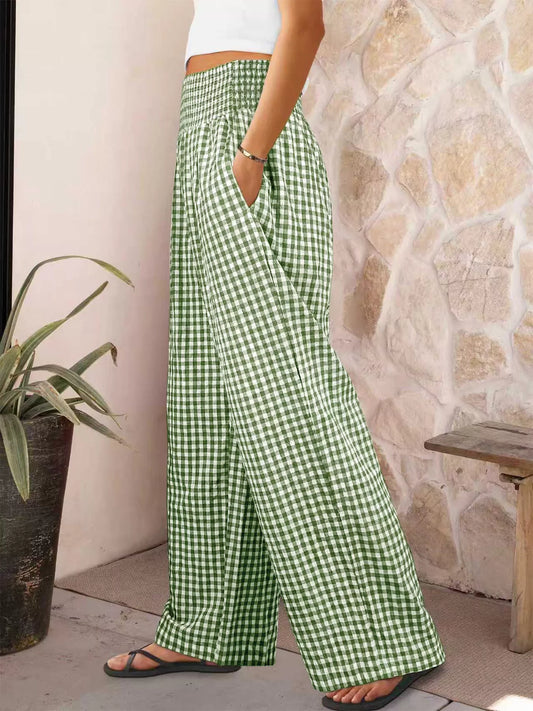 Gingham High-Waisted Wide-Leg Pants — view 2
