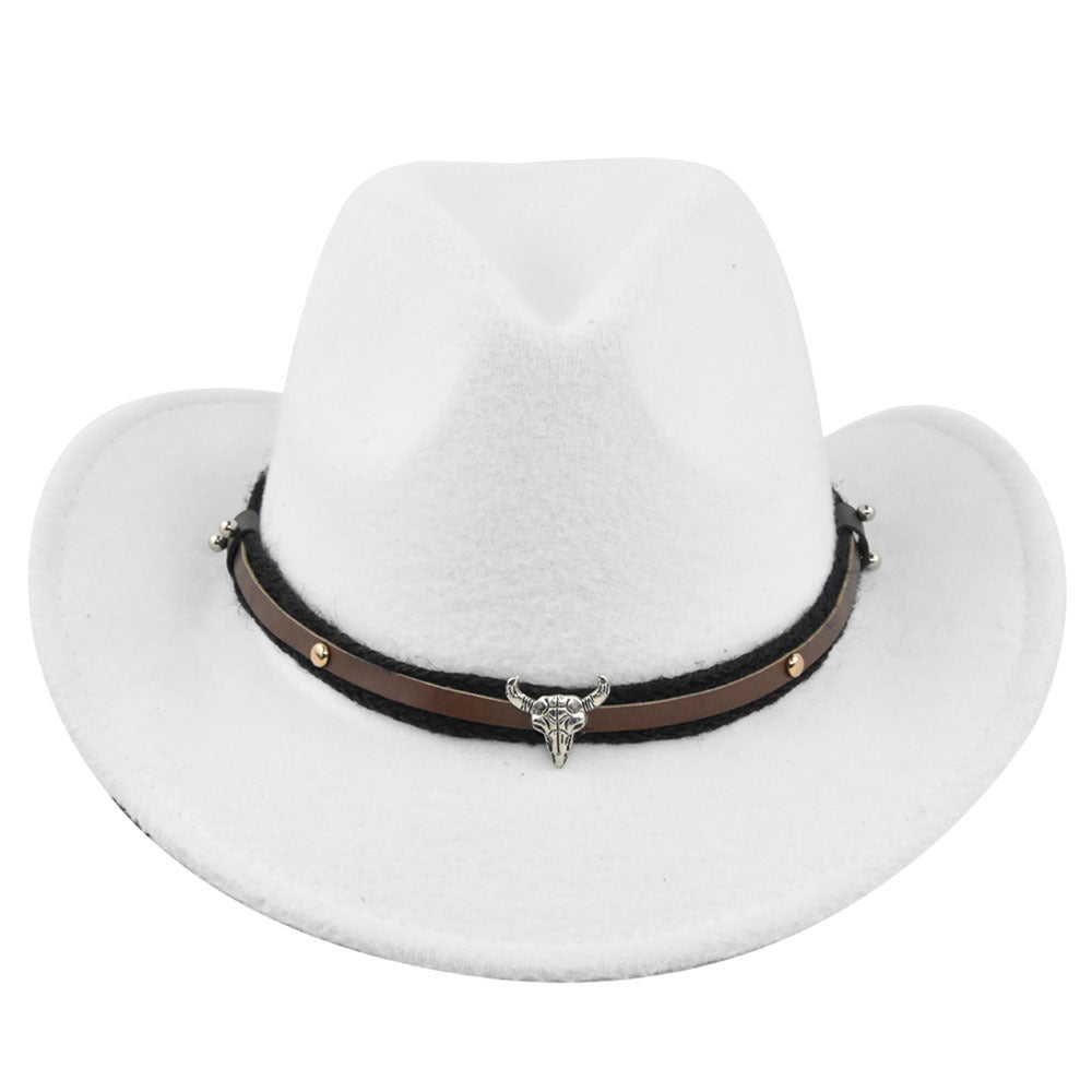 Western Cowboy Hat with Steer-Head Band – 12 Colors