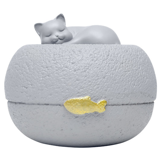 Pet Urn for Ashes – Resin Sleeping Dog or Cat – view 2