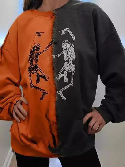 Halloween Skeleton Sweatshirt — Color Block — product photo 2 | Organic Truth