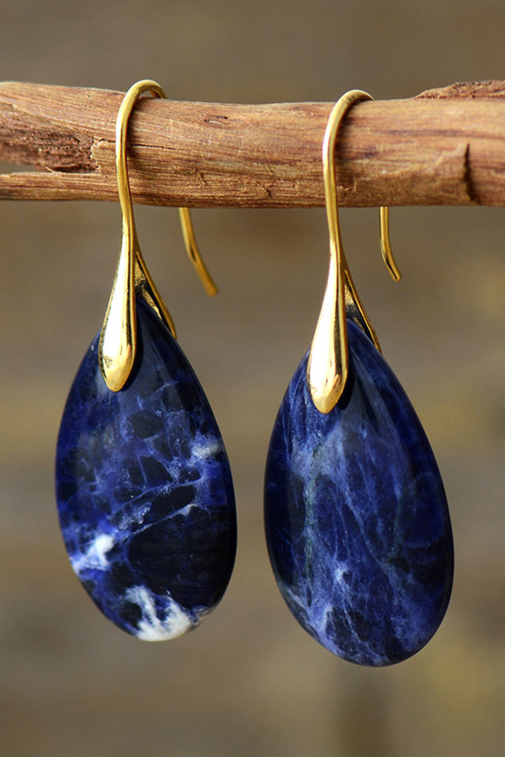 Metal-Trim Teardrop Stone Earrings — product photo 2 | Organic Truth