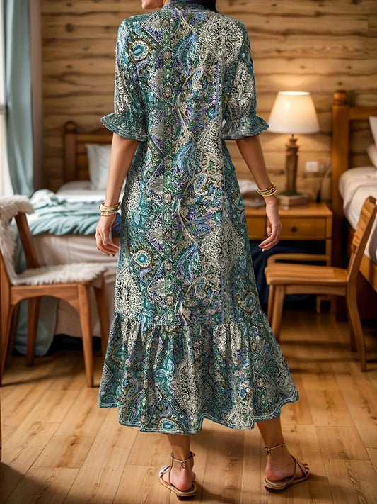 Paisley Ruffle Midi Dress – Plus Size — view 2