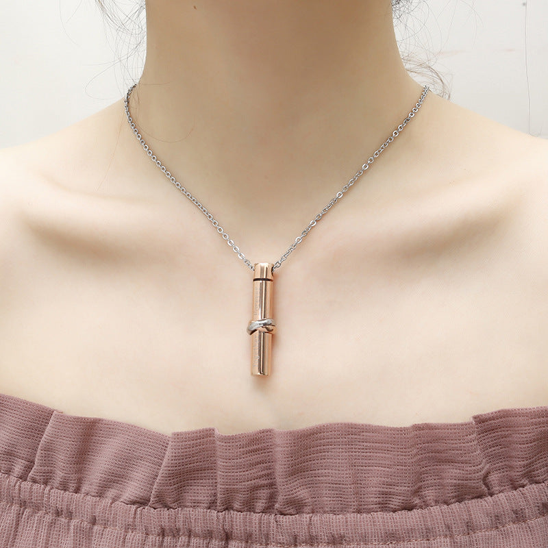 Infinity urn necklace: Infinity Cylinder Urn Necklace for Ashes – Rose Gold Tone