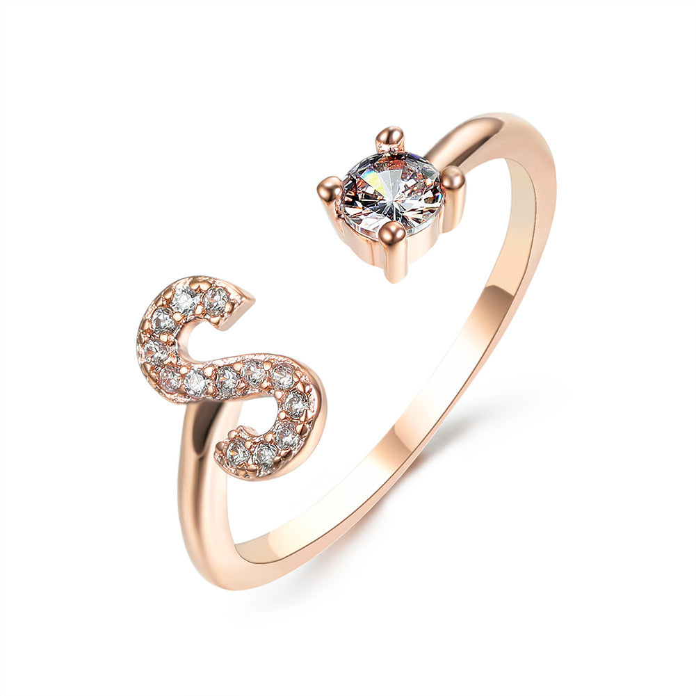Adjustable initial ring – Rose Gold / S