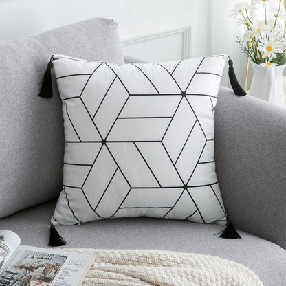 Boho Geometric Throw Pillow Cover with Tassels – view 5