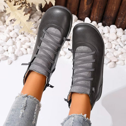 Faux Leather Ankle Boots – Lace-Up — view 30