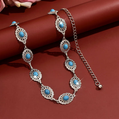 Concho Waist Chain Belt – Blue-Green Western Glow – view 5
