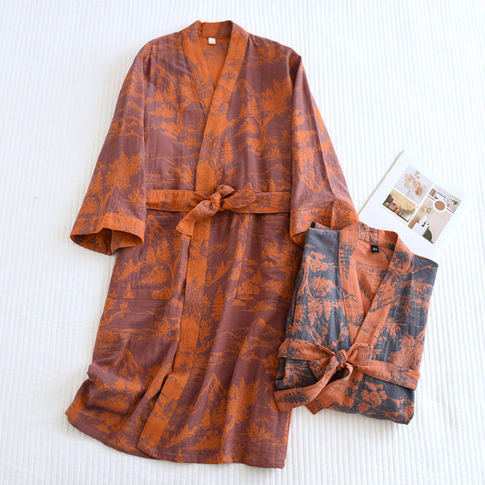 Cotton Jacquard Kimono Robe – Men's & Women's