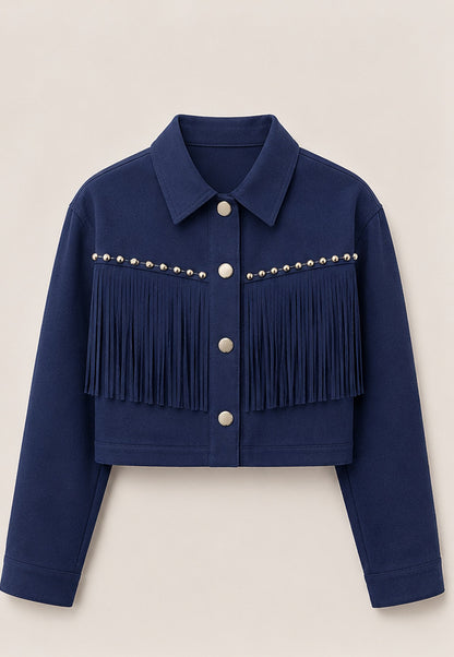 Cropped Fringe Jacket – Studded Yoke, 6 Colors – view 3
