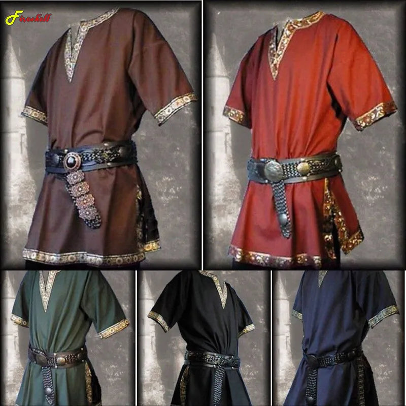 Medieval Festival Tunic – Golden Trim Norseman Top — view 1