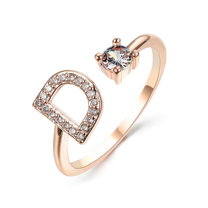 Adjustable initial ring – Rose Gold / D