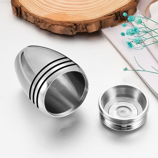Striped Mini Cremation Urn – Stainless Steel, 70 × 45 mm