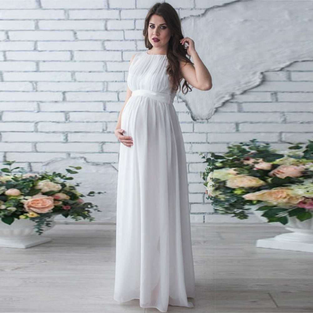 Sleeveless Chiffon Maternity Maxi Gown – Baby Shower Dress – view 6