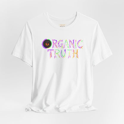 Lightning Eye cotton tee in white, styled flat lay