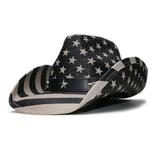 American Flag Straw-Look Cowboy Hat – Distressed