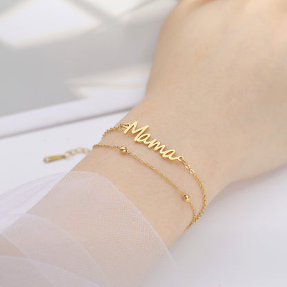 Layered Mama Bracelet – Double Chain Mama Gift – view 5