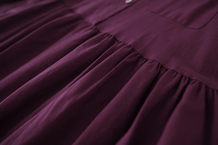 Collared Maternity Shirt Dress – Long-Sleeve Plum Midi – view 2