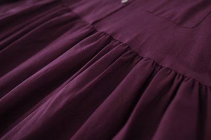 Collared Maternity Shirt Dress – Long-Sleeve Plum Midi – view 2