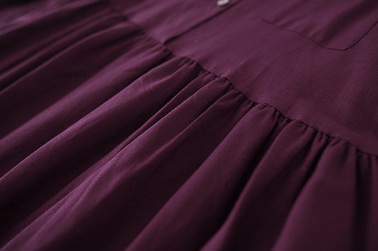 Collared Maternity Shirt Dress – Long-Sleeve Plum Midi – view 2