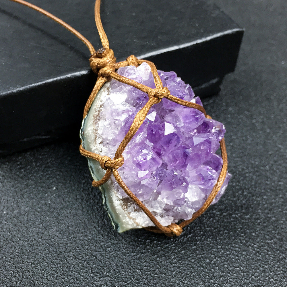 Purple Cluster Woven Pendant Necklace — product photo 3 | Organic Truth