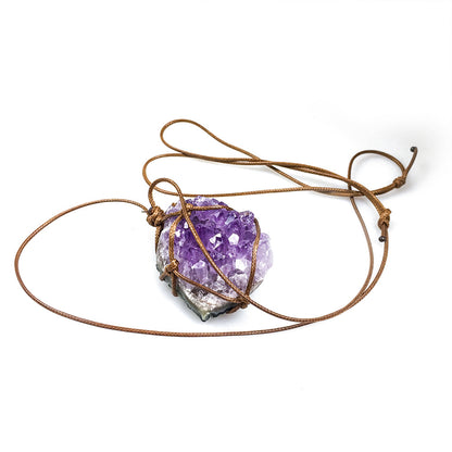 Purple Cluster Woven Pendant Necklace — product photo 2 | Organic Truth