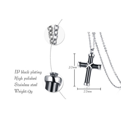 Cross Urn Necklace – Black Titanium Steel – detail view 1