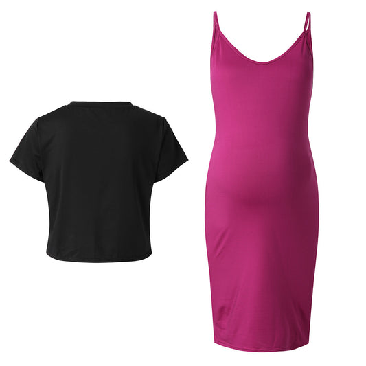 Maternity Cami Dress & Tee Set – Two-Piece Layered Look – view 4