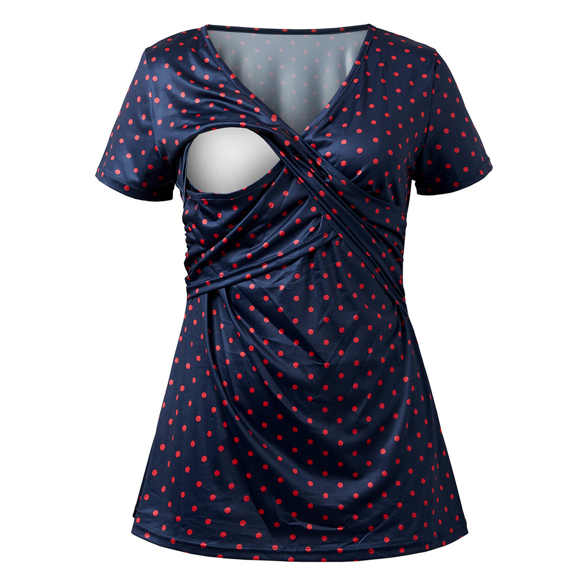 Crossover Nursing Top – Short-Sleeve Dot & Floral Print – view 11