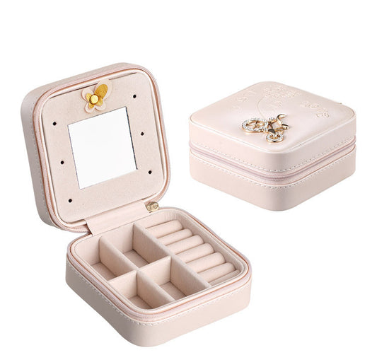 Travel jewelry box: Faux Leather Travel Jewelry Box with Mirror – 4 Colors