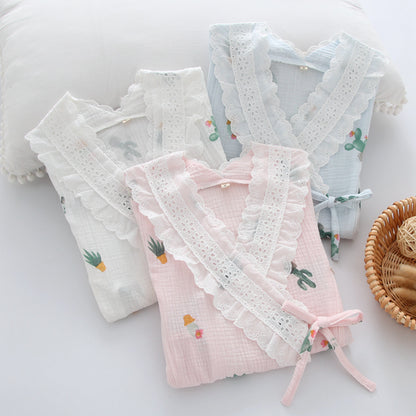 Postpartum Lounge Set – Crossover Nursing Kimono, Cotton – view 3