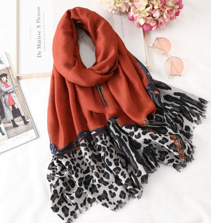 Animal-Print Border Scarf – 35 × 71 in – view 2