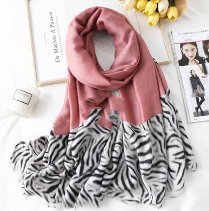 Animal-Print Border Scarf – 35 × 71 in – view 5